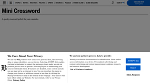 Screenshot of Mini Crossword Puzzle - The Boston Globe