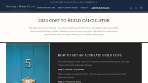 Screenshot of 2023 Cost to Build Calculator for House Plans