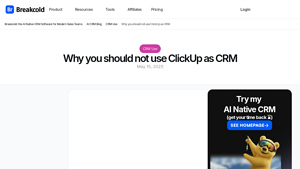 Screenshot of Why you should not use ClickUp as CRM - Breakcold