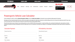 Screenshot of Powersports Vehicle Loan Calculator