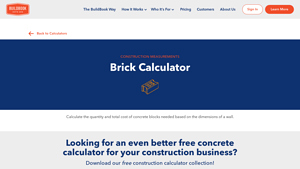 Screenshot of Free Concrete Block Calculator | Construction Calculators - BuildBook