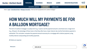 Screenshot of How much will my payments be for a balloon mortgage?