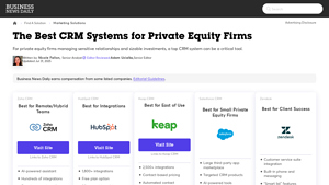 Screenshot of Best CRM Systems for Private Equity Firms - Business News Daily
