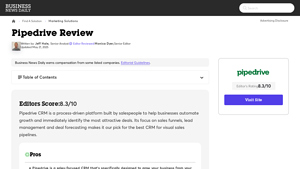 Screenshot of Pipedrive CRM Review and Pricing in 2025 - Business News Daily