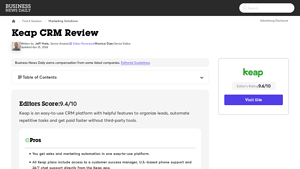 Screenshot of Keap Review 2025 | Best CRM Software - businessnewsdaily.com