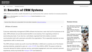 Screenshot of CRM Software Benefits for Small Businesses