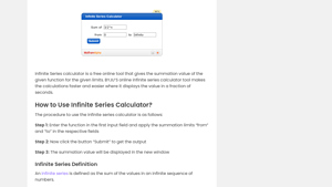 Screenshot of How to Use Infinite Series Calculator? - BYJU'S