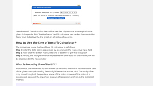 Screenshot of How to Use the Line of Best Fit Calculator? - BYJU'S