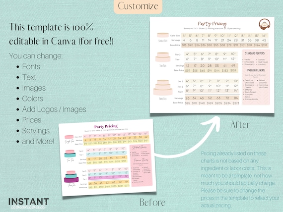 Featured image for cake pricing calculator - Cake Pricing Chart, Cake Serving Guide ...