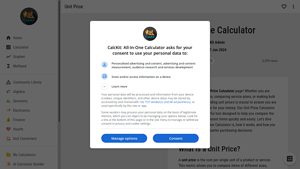 Screenshot of Unit Price Calculator - CalcKit