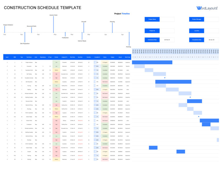Featured image for calculador de horas de trabajo - Construction Schedule Template (Gantt ...
