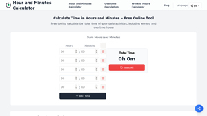 Screenshot of Online Hour and Minutes Calculator - Easily Add Time