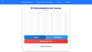 Screenshot of Calculadora de horas (adição e subtração) | on-line 2025
