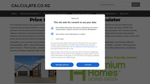 Screenshot of Price Elasticity of Demand Calculator