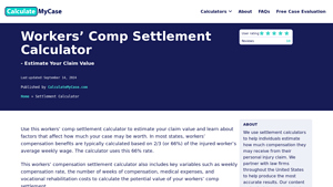 Screenshot of Workers' Comp Settlement Calculator - Estimate Your Claim Value