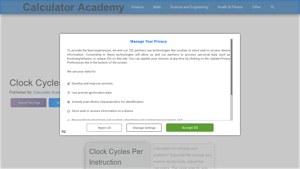 Screenshot of Clock Cycles Per Instruction Calculator