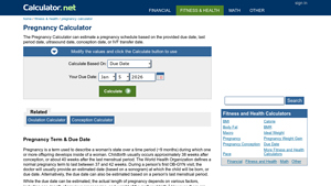 Screenshot of Pregnancy Calculator