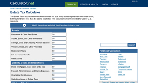 Screenshot of Estate Tax Calculator