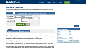 Screenshot of Fuel Cost Calculator