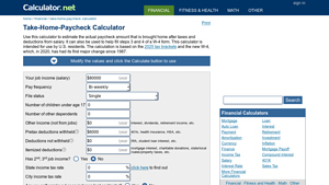 Screenshot of Take-Home-Paycheck Calculator