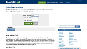 Screenshot of Sales Tax Calculator