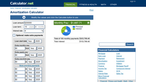 Screenshot of Amortization Calculator