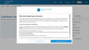 Screenshot of Cash Back Calculator