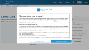 Screenshot of Central Limit Theorem Calculator