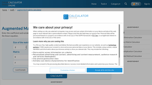 Screenshot of Augmented Matrix Calculator
