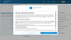 Screenshot of Rational Expressions Calculator