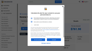 Screenshot of Reverse Sales Tax Calculator