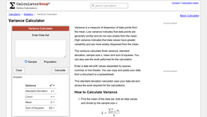 Screenshot of Variance Calculator