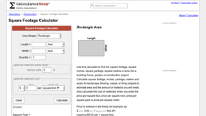 Screenshot of Square Footage Calculator