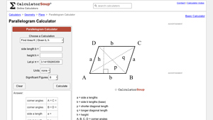 Screenshot of Parallelogram Calculator