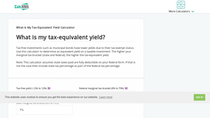 Screenshot of What Is My Tax-Equivalent Yield Calculator - CalcXML