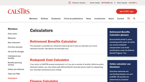 Screenshot of Calculators - CalSTRS
