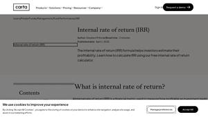 Screenshot of Internal Rate of Return (IRR) Explained: Formula & Calculator - Carta