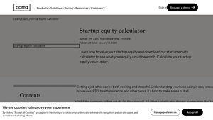 Screenshot of Startup Equity Calculator - Carta