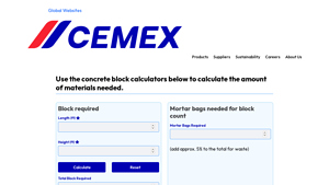 Screenshot of Block Calculator - Cemex US