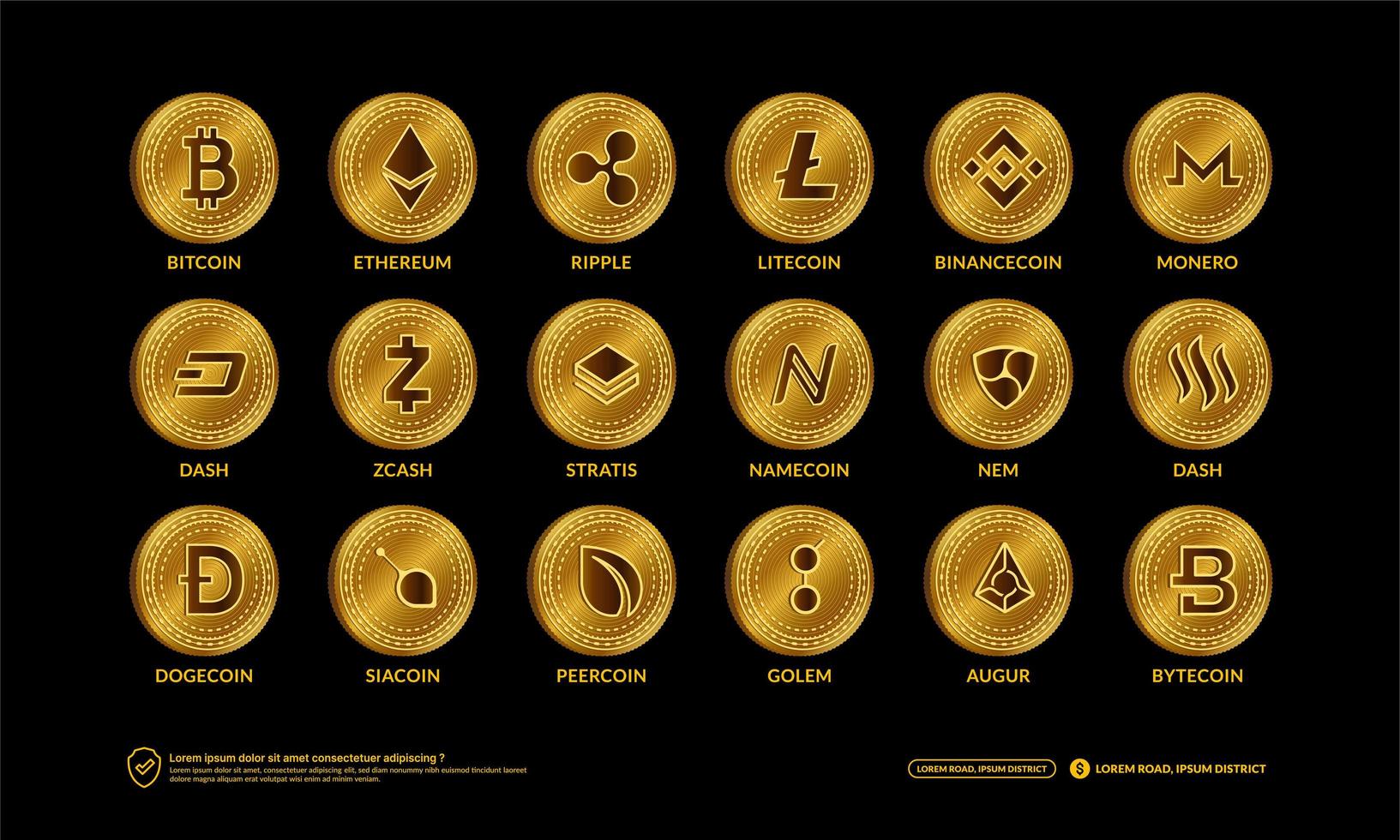 Featured image for cert coin - Cryptocurrency Coins set, Blockchain ...
