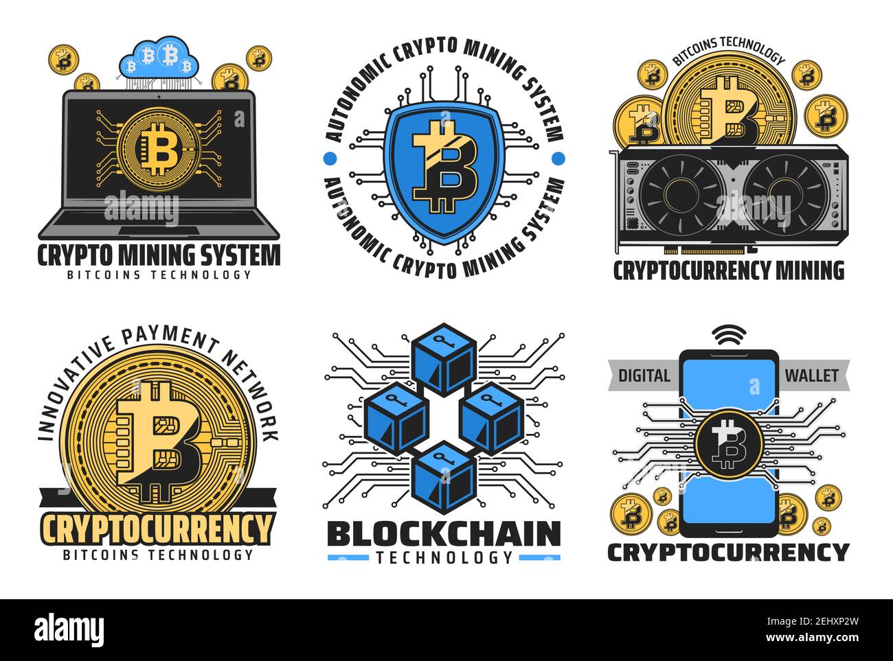 Featured image for cert coin - Cryptocurrency icons of bitcoin mining ...