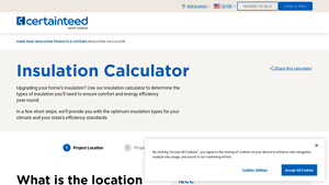 Screenshot of Insulation Calculator - CertainTeed