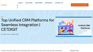 Screenshot of Top Unified CRM Platforms for Seamless Integration | CETDIGIT
