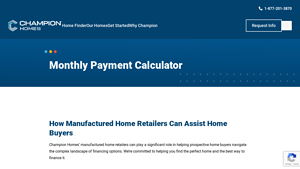 Screenshot of Monthly Payment Calculator - Champion Homes