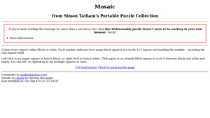 Screenshot of Mosaic, from Simon Tatham's Portable Puzzle Collection
