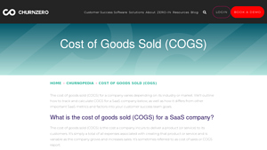 Screenshot of How to Calculate COGS (Cost of Goods Sold) - ChurnZero