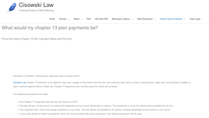 Screenshot of Instant Chapter 13 Plan Calculator - Cisowski Law