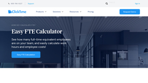 Screenshot of Easy FTE Calculator | See Employee Costs & Revenue - ClickTime