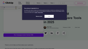Screenshot of The Best 10 CRM Marketing Software Tools in 2025 | ClickUp
