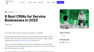 Screenshot of 8 Best CRMs for Service Businesses in 2025 - Close CRM
